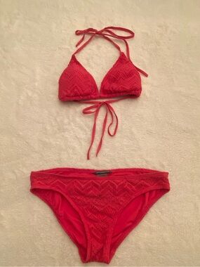 Vince Camuto Red Crochet Bikini Top